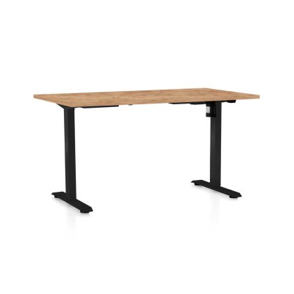 OfficeTech A állítható magasságú asztal, 120 x 80 cm, fekete alap, craft tölgy