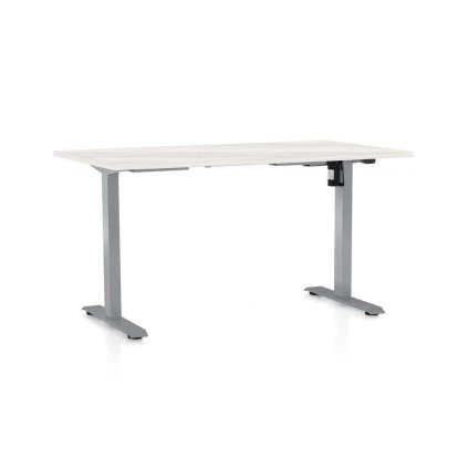 OfficeTech A állítható magasságú asztal, 120 x 80 cm, szürke alap, fehér kőris