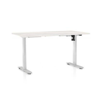 OfficeTech A állítható magasságú asztal, 140 x 80 cm, fehér alap, fehér kőris