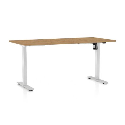 OfficeTech A állítható magasságú asztal, 160 x 80 cm, fehér alap, köves tölgy