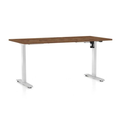 OfficeTech A állítható magasságú asztal, 160 x 80 cm, fehér alap, silverjack tölgy