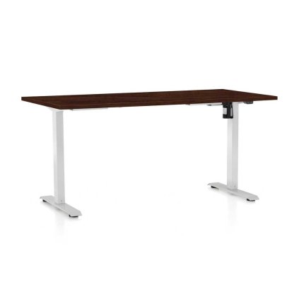 OfficeTech A állítható magasságú asztal, 160 x 80 cm, fehér alap, wenge