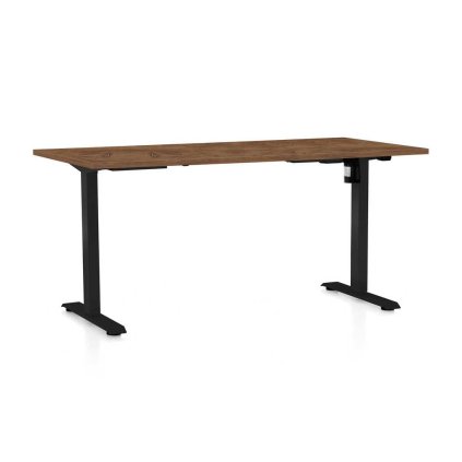 OfficeTech A állítható magasságú asztal, 160 x 80 cm, fekete alap, silverjack tölgy