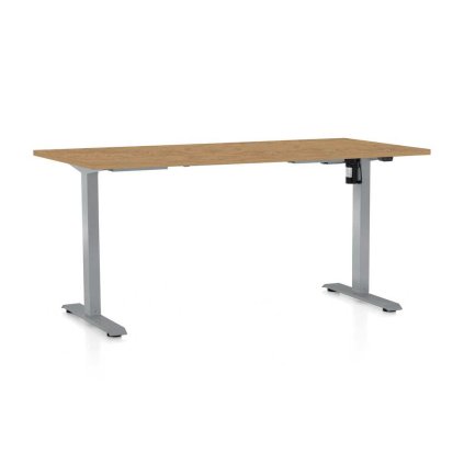 OfficeTech A állítható magasságú asztal, 160 x 80 cm, szürke alap, köves tölgy