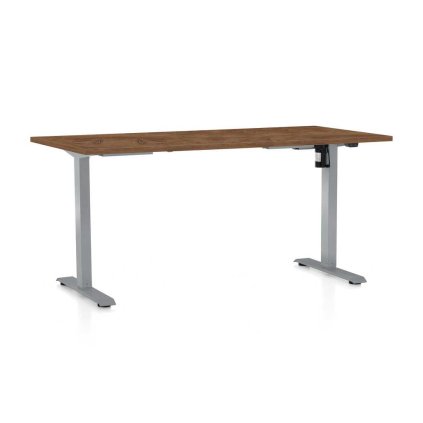 OfficeTech A állítható magasságú asztal, 160 x 80 cm, szürke alap, silverjack tölgy