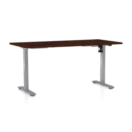 OfficeTech A állítható magasságú asztal, 160 x 80 cm, szürke alap, wenge
