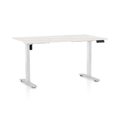 OfficeTech B állítható magasságú asztal, 120 x 80 cm, fehér alap, fehér kőris