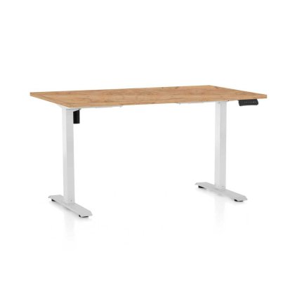 OfficeTech B állítható magasságú asztal, 120 x 80 cm, fehér alap, craft tölgy