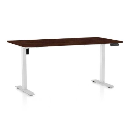 OfficeTech B állítható magasságú asztal, 160 x 80 cm, fehér alap, wenge
