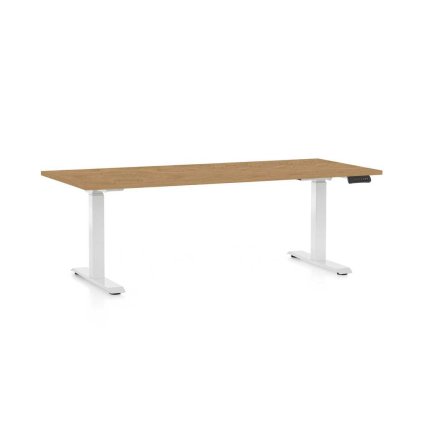 OfficeTech C állítható magasságú asztal, 180 x 80 cm, fehér alap, köves tölgy