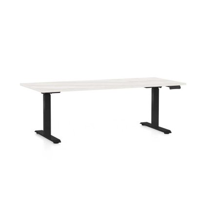 OfficeTech C állítható magasságú asztal, 180 x 80 cm, fekete alap, fehér kőris