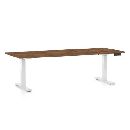 OfficeTech C állítható magasságú asztal, 200 x 80 cm, fehér alap, silverjack tölgy