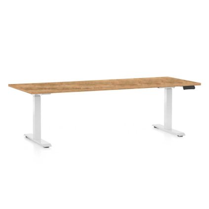 OfficeTech C állítható magasságú asztal, 200 x 80 cm, fehér alap, arany tölgy