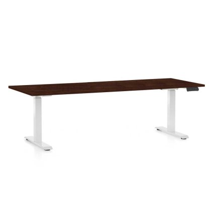 OfficeTech C állítható magasságú asztal, 200 x 80 cm, fehér alap, wenge