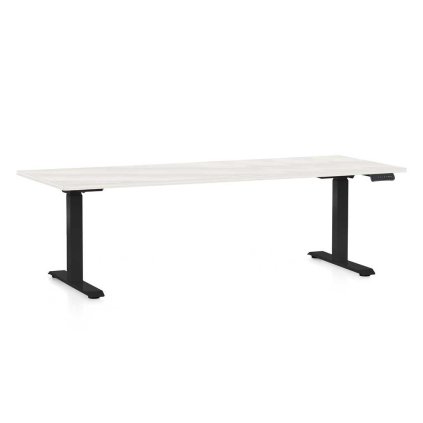 OfficeTech C állítható magasságú asztal, 200 x 80 cm, fekete alap, fehér kőris