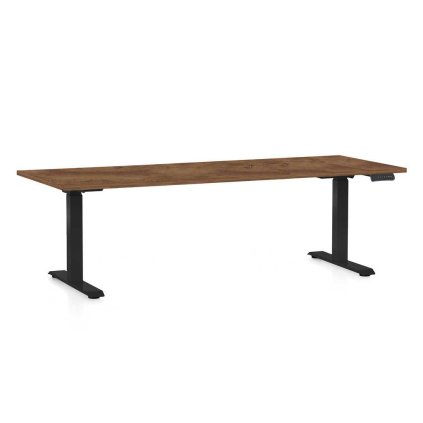 OfficeTech C állítható magasságú asztal, 200 x 80 cm, fekete alap, silverjack tölgy