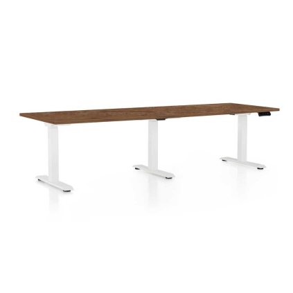 OfficeTech Long állítható magasságú asztal, 240 x 80 cm, fehér alap, silverjack tölgy