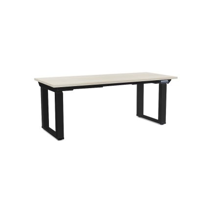 OfficeTech Strong állítható magasságú asztal 180 x 80 cm, fekete alap, fehér kőris