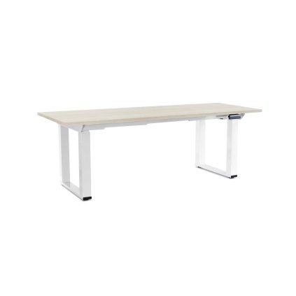 OfficeTech Strong állítható magasságú asztal 200 x 80 cm, fehér alap, fehér kőris