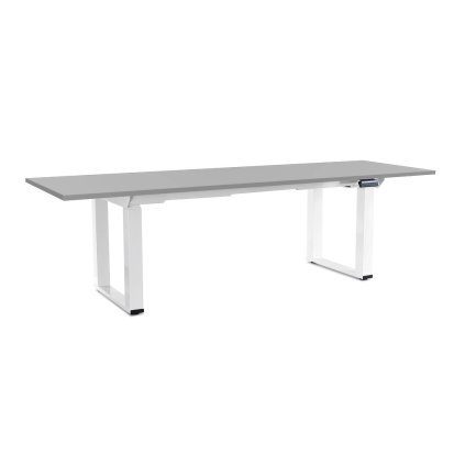 OfficeTech Strong állítható magasságú asztal 240 x 80 cm, fehér alap, világos szürke