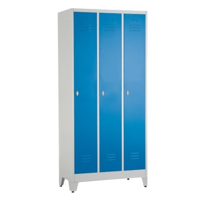 Fém szekrény - 3 rekeszes, 90 x 50 x 191,5 cm, helyreigazítással, lakathoz zár, kék - ral 5012