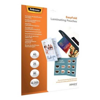 Fellowes lamináló fólia 80 mic A3, hajtogatható - 25 db, fényes