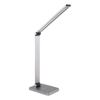Platinet asztali lámpa 10 W, vezeték nélküli töltés + USB, ezüst
