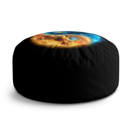Circle zsámoly lángoló jin és jang, fekete