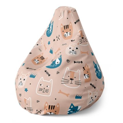 Pear babzsák színes cicák - gyerek, bézs