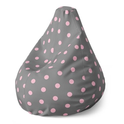 Pear babzsák rózsaszín pöttyök szürkén, szürke / rózsaszín
