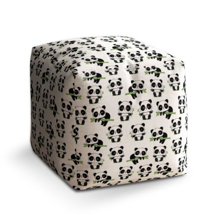 Cube zsámoly pandák ágacskával, fehér / fekete