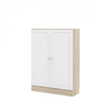 Bask szekrény 79 x 28,3 x 107,2 cm, fa ajtók, sonoma tölgy / fehér