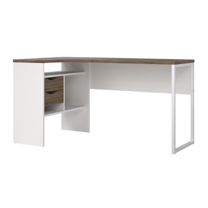 Felix Corner íróasztal, fehér / természetes fa