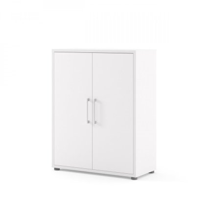 Modulo szekrény 89 x 40 x 113 cm, fa ajtók, fehér