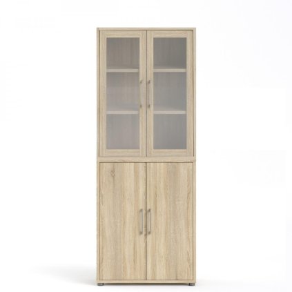 Modulo szekrény 89 x 40 x 221,5 cm, kombi ajtók, sonoma tölgy / átlátszó