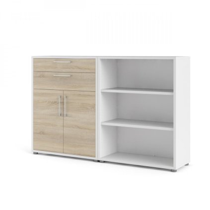 Modulo szekrény 178 x 40 x 113 cm, fehér / sonoma tölgy