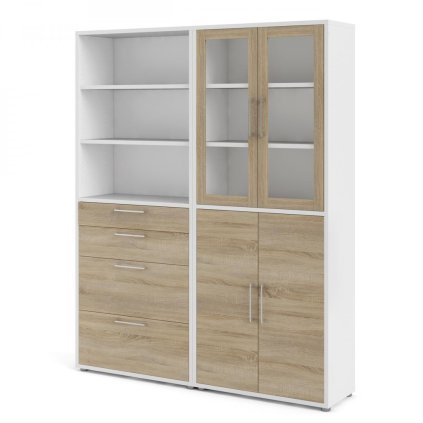 Modulo szekrény 178 x 40 x 221,5 cm, fehér / sonoma tölgy