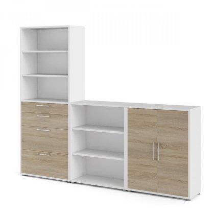 Modulo szekrény 267 x 40 x 221,5 cm, fehér / sonoma tölgy