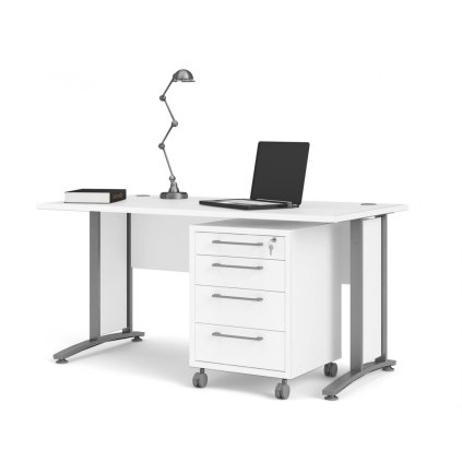 Modulo íróasztal 150 x 80 cm + konténer, fehér / szürke