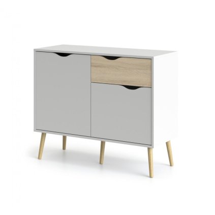 Retro komód, fehér / sonoma tölgy