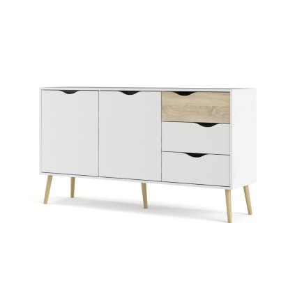Retro IV komód, fehér / sonoma tölgy