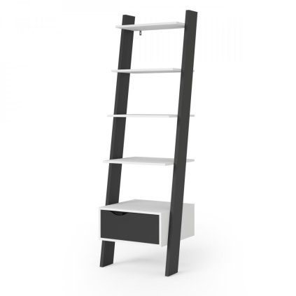 Retro polcos szekrény, fehér / fekete