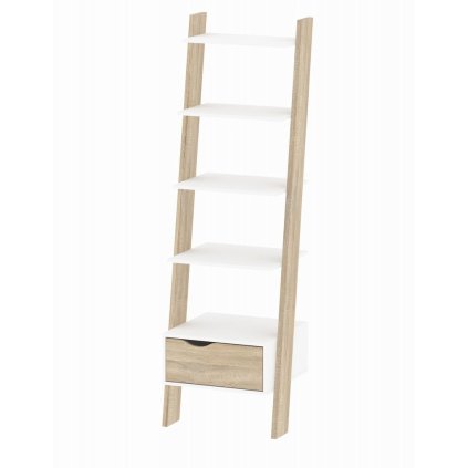 Retro polcos szekrény, fehér / sonoma tölgy