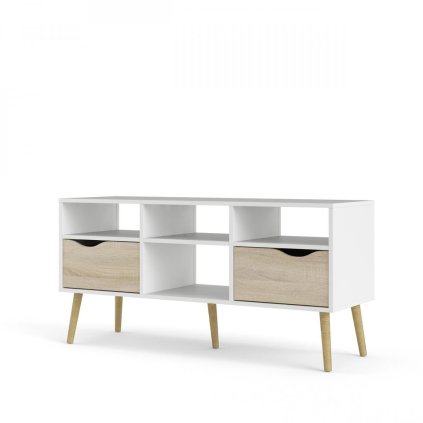 Retro TV állvány, fehér / sonoma tölgy