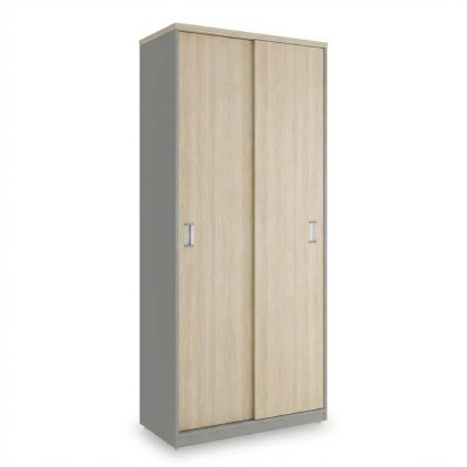 SimpleOffice magas szekrény 80 x 40 x 180 cm, világos tölgy / szürke