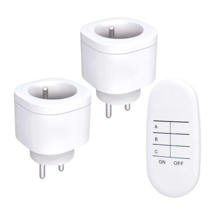 DY08 szett - 2x távirányítású aljzat + vezérlő, learning code, fehér