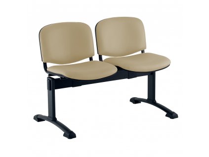 Kožená lavice ISO, 2-sedák - černé nohy, béžová