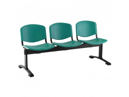 Plastová lavice ISO, 3-sedák - černé nohy, zelená