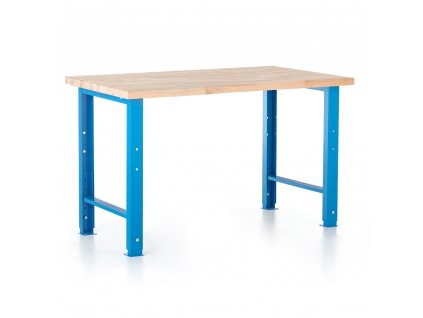 Výškově nastavitelný dílenský stůl 120 x 80 cm, modrá - ral 5012