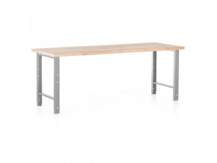 Výškově nastavitelný dílenský stůl 220 x 80 cm, šedá - ral 7038